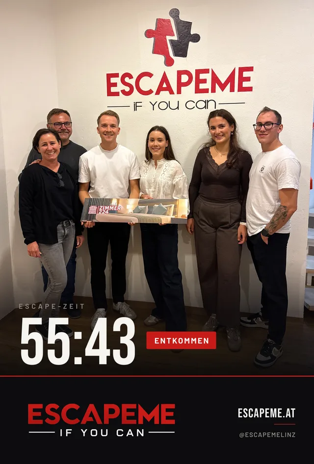 Team nach dem Escape Room bei EscapeMe Linz