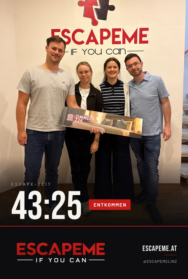 Team nach dem Escape Room bei EscapeMe Linz