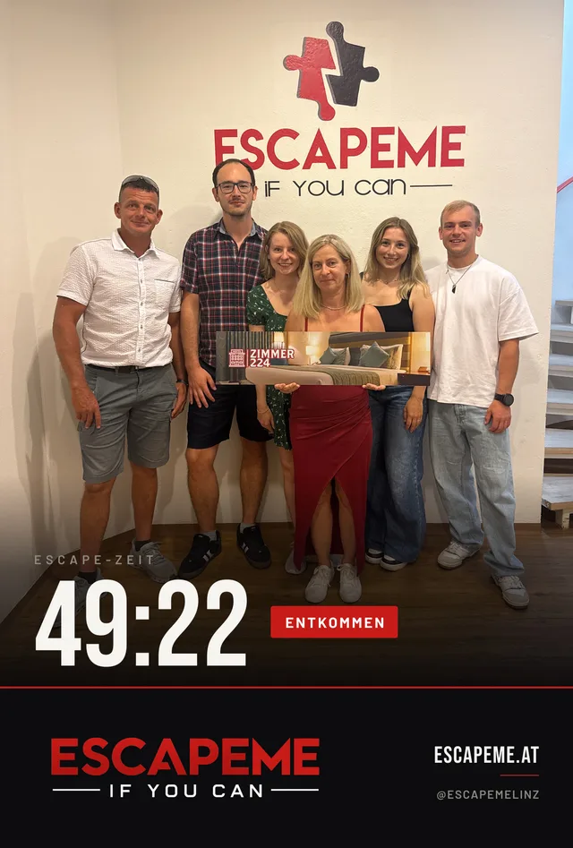 Team nach dem Escape Room bei EscapeMe Linz