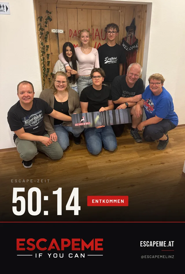 Team nach dem Escape Room bei EscapeMe Linz